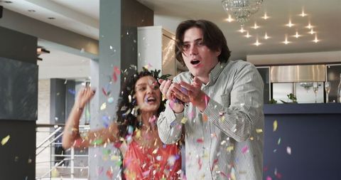 Happy Couple Joyfully Celebrating Anniversary