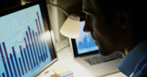 Young Executive Analyzing Business Graphs Late at Office - Download Free Stock Images Pikwizard.com