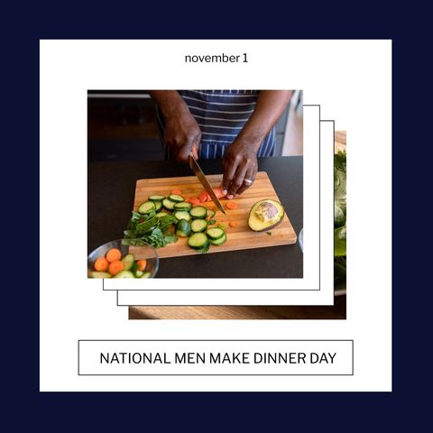 man chopping vegetables for national men make dinner day - Download Free Stock Templates Pikwizard.com