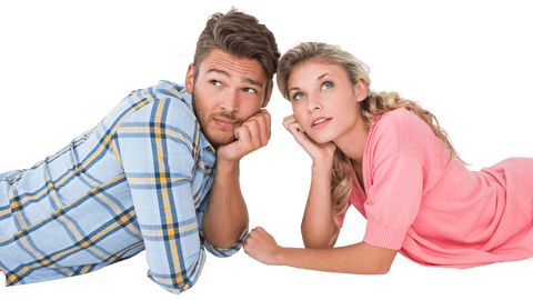 thoughtful young couple lying down in discussion, transparent background - Download Free Stock Videos Pikwizard.com