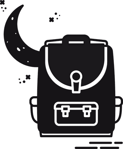 Transparent Vector Backpack with Moon and Stars Graphic for Travel Themes