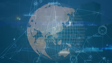Global Network Technology with Digital World Map Overlay