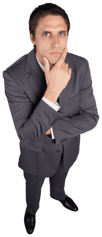 transparent businessman posing thoughtfully in suit - Download Free Stock Videos Pikwizard.com