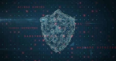 Digital Shield Symbolizing Cybersecurity with Red Alert Texts - Download Free Stock Images Pikwizard.com