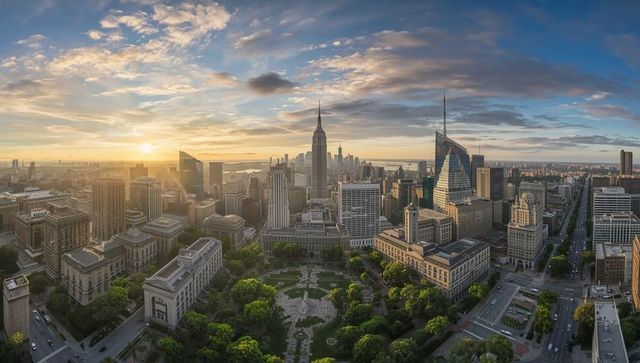 Empire State Building Urban Skyline at Sunset