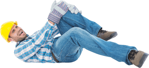 Transparent Image of Injured Construction Worker Clutching Knee