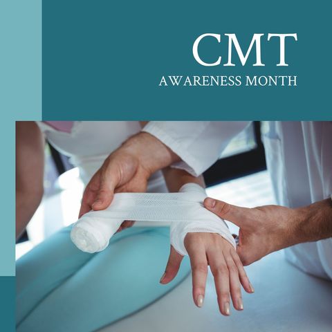 cmt awareness month logo with doctor bandaging patient's hand - Download Free Stock Templates Pikwizard.com