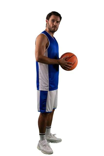 Caucasian Male in Basketball Uniform Holding Ball on Transparent Background - Download Free Stock Videos Pikwizard.com