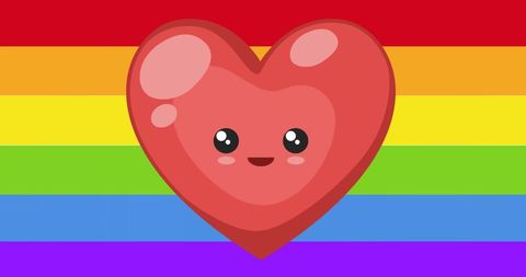 Cute Heart Icon on Vibrant Pride Rainbow Background