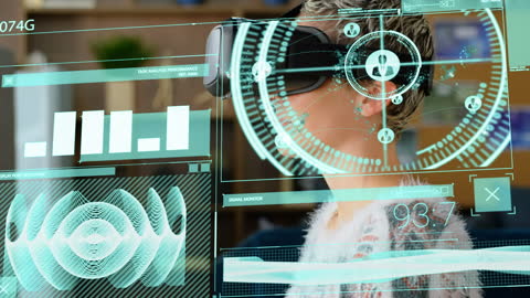 Woman Experiencing Virtual Reality Interface