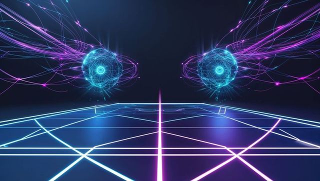 Futuristic Cyberspace with Glowing Neon Spheres