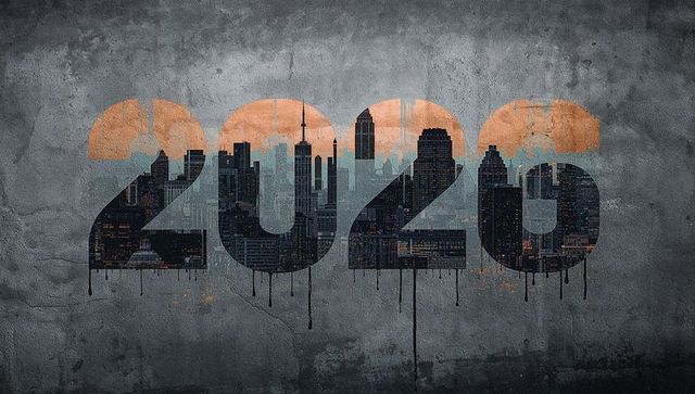2026 Urban Skyline Graffiti Mural on Weathered Concrete with Orange Arcs and Drips