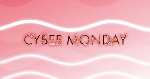 Cyber monday sale background with glowing text and waves