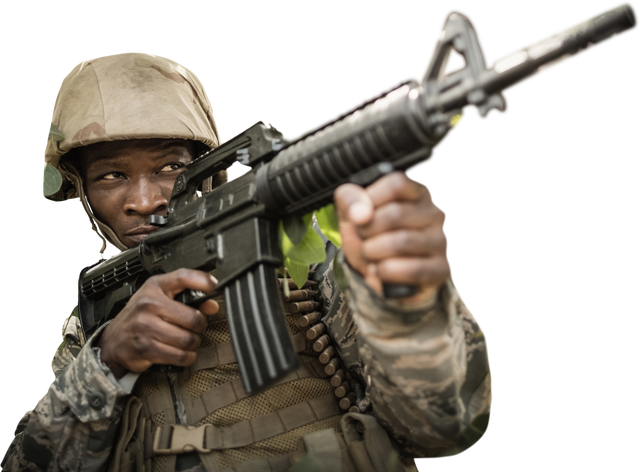 Transparent Soldier in Combat Uniform Aiming with Rifle - Download Free Stock Videos Pikwizard.com