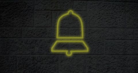 Glowing Neon Bell Icon on Dark Brick Wall Background - Download Free Stock Images Pikwizard.com