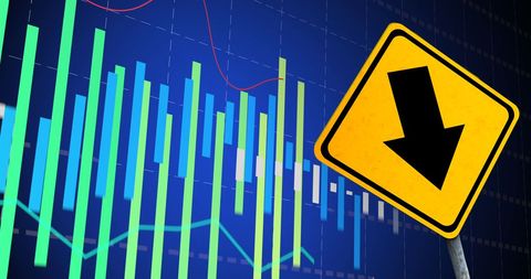 financial indicators showing downward trend with warning sign - Download Free Stock Images Pikwizard.com