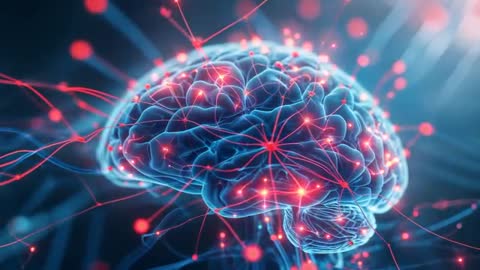 Futuristic Blue Brain Model with Pulsating Neural Pathways