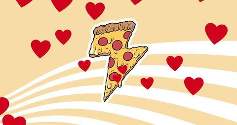 Creative Pizza Character and Hearts on Vibrant Background - Download Free Stock Images Pikwizard.com