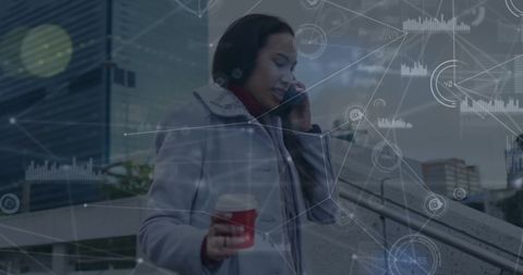 Businesswoman-using-smartphone-digital-network