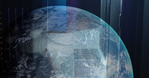 Earth Merging with a Futuristic Server Room Concept - Download Free Stock Images Pikwizard.com