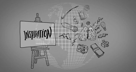 Global creativity and innovation concept with inspiration elements