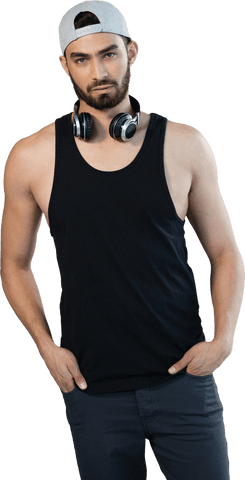 fashionable transparent man in sleeveless shirt and headphones - Download Free Stock Videos Pikwizard.com