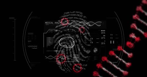 biometric fingerprint and dna sequence in digital interface - Download Free Stock Images Pikwizard.com