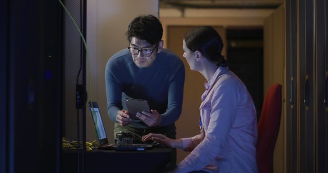 IT Professionals Working in Server Room on Technology Solutions - Download Free Stock Images Pikwizard.com