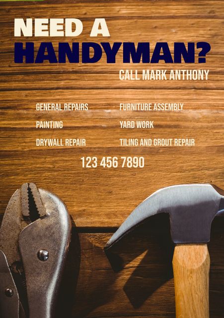 Promoting Handyman Services with Tools on Wood Background - Download Free Stock Videos Pikwizard.com