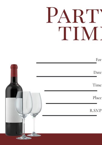 Wine Invitation Template with Glasses for Sophisticated Party - Download Free Stock Templates Pikwizard.com