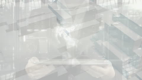 Businessman with Digital Data Interface Overlay