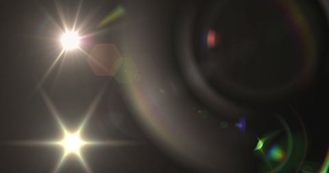 Abstract green molecular structures and lens flares