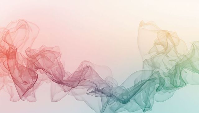 Flowing pastel smoke ribbons sweeping diagonally over soft gradient for minimal design