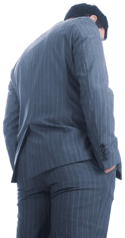 Back View of Professional Businessman Looking Down Transparent Background