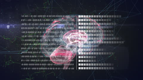 Digital Brain Overlay with Data and Network Connection Visualization