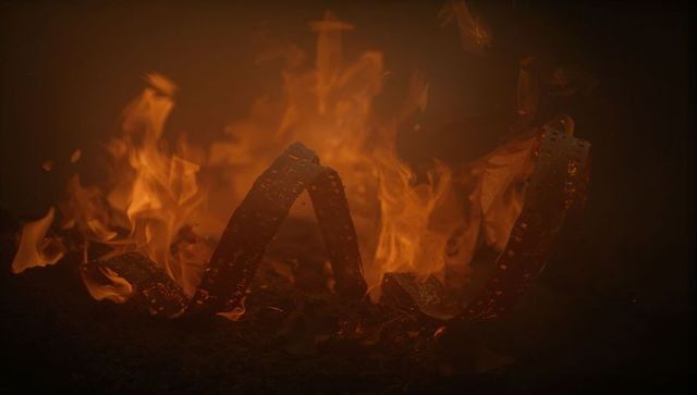 Fiery Ribbons and Embers Creating Abstract Industrial Scene