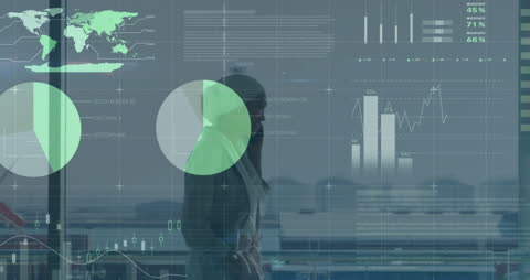 Businesswoman Analyzing Financial Data on Interactive Display