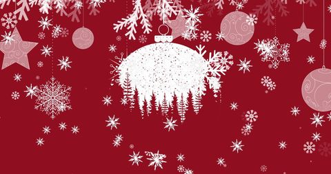 Festive Red and White Christmas Ornament Background