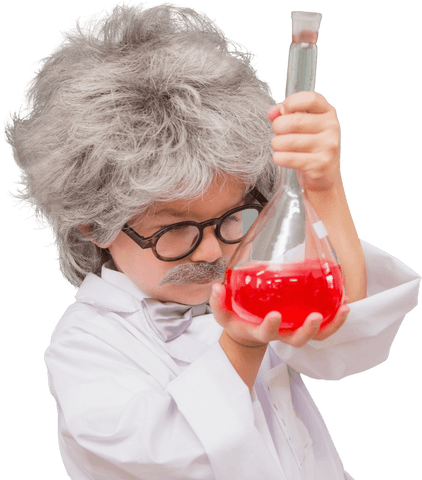creative boy scientist with red beaker on transparent background - Download Free Stock Videos Pikwizard.com