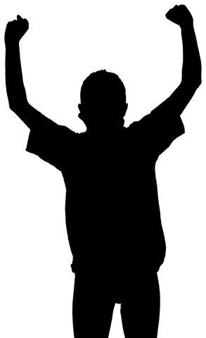 Silhouette of sportswoman competing on transparent background