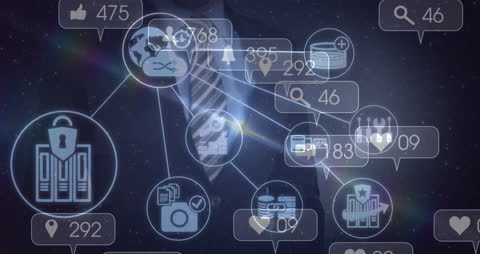 Digital Networking and Social Media Data Visualization Concept