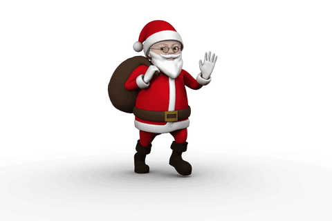 Santa Claus Waving on Transparent Background Holiday Festivity