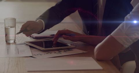 Collaborative Business Meeting in Modern Office Light Effect Overlay