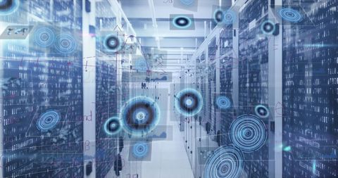Data Processing in Futuristic Server Room with Equations Overlay - Download Free Stock Images Pikwizard.com