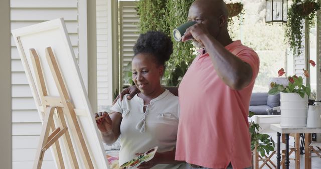 Senior Couple Enjoying Painting Together on Back Porch - Download Free Stock Images Pikwizard.com