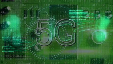 5G Network Concept with Digital Data Overlaying Technology Background