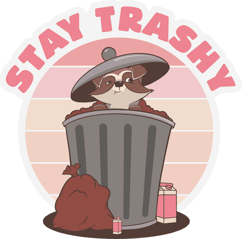 Stay Trashy Raccoon Design Peeking from Trash Can - Download Free Stock Videos Pikwizard.com