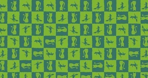 Green Halloween Pattern with Cats and Witches - Download Free Stock Images Pikwizard.com
