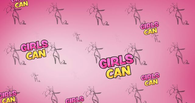 Bold Girls Can text scattered on a pink background with sketch illustrations of girls conveys empowerment and motivation. Perfect for use in social media posts, flyers, posters, or websites aimed at promoting encouragement and confidence among girls.