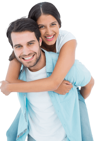 Smiling Couple in Casual Outfit with Transparent Background